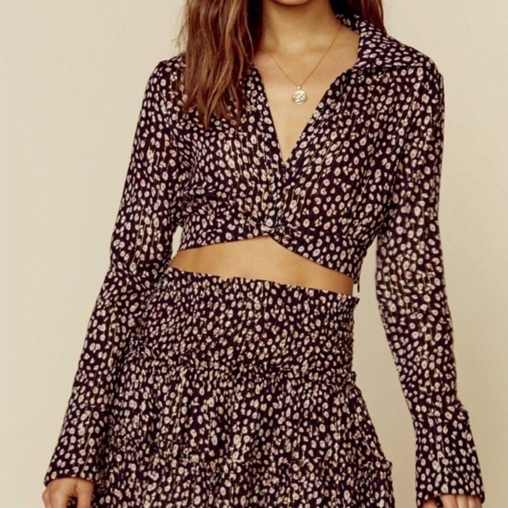 Blue Life Caden Crop Top‎ leopard lurex strip sz XS